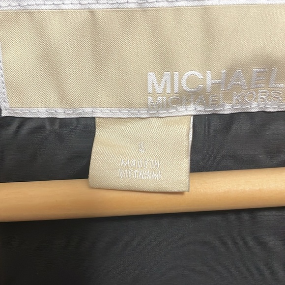 Black Michael Kors women’s rain jacket coat hooded gold Small S - Picture 2 of 8